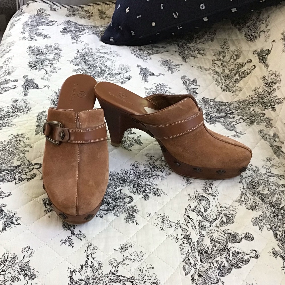 Authentic!* New* Cole Haan couture suede leather, high end mules/clog! - Picture 7 of 12